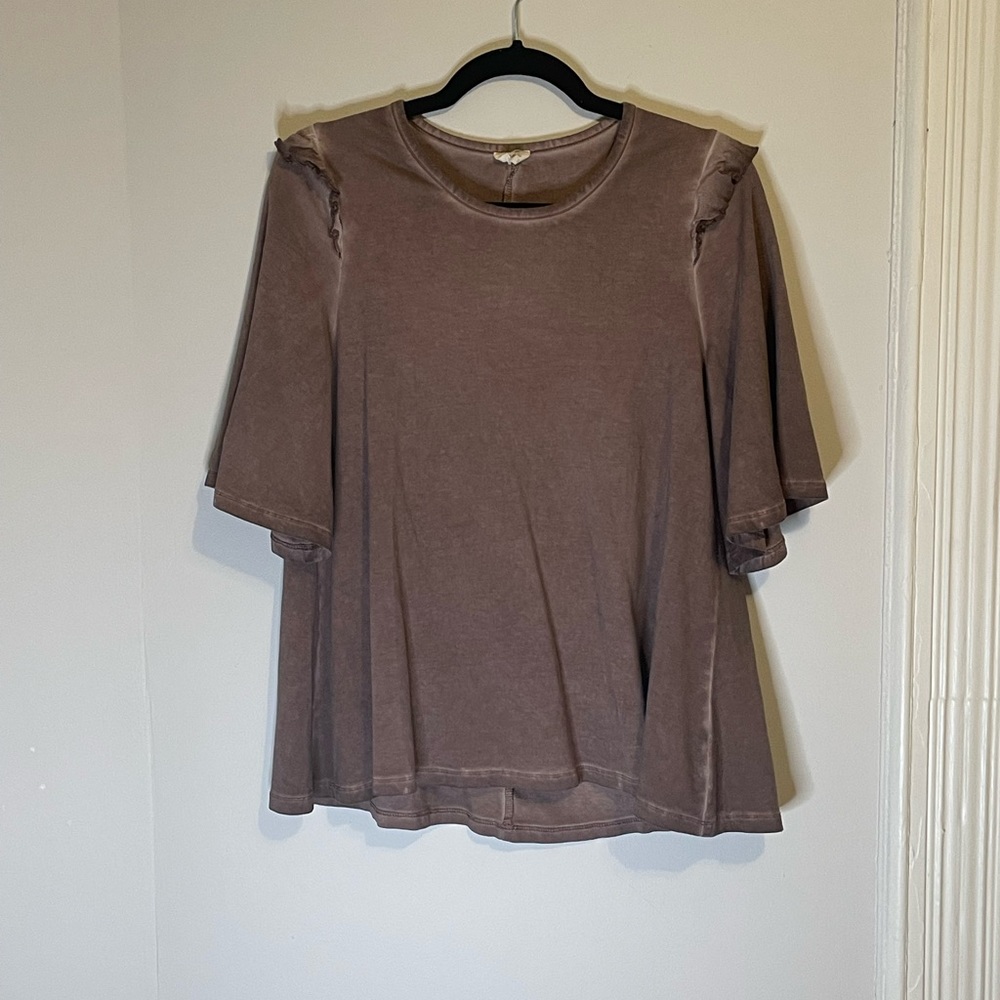 Brown Short Sleeve Swing Top